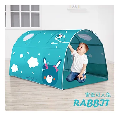 LJC0012-Bule rabbit Портативный детский игровой домик, складной домик, украшение для комнаты, палатка для ползания, туннель, игрушка, мяч, бассейн, кровать, палатка - Цвет: LJC0012-Bule rabbit