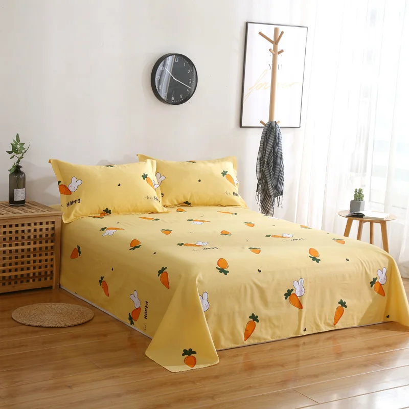 

White Blue Flowers Flat Sheet New Princess Style Twin Full Queen King Size Bed Sheet Luxury Pillowcase 100% Cotton Flat Sheet