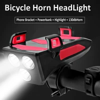 4 in 1 multifunction bike phone holder usb rechargeable led bike horn bicycle light cycling light phone universal bicycle light