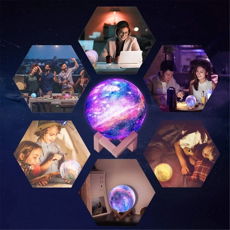 

New Arrival 3D Print Star Moon Lamp Colorful Change Touch Home Decor Creative A2UB
