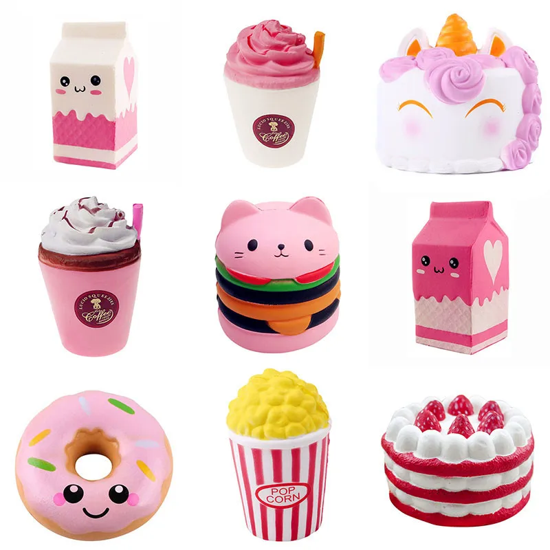 

Antistress Milk Carton Hamburger Donut Popcorn Toys Stress Relief Anti-Stress Practical Jokes Surprise Squshy Gift