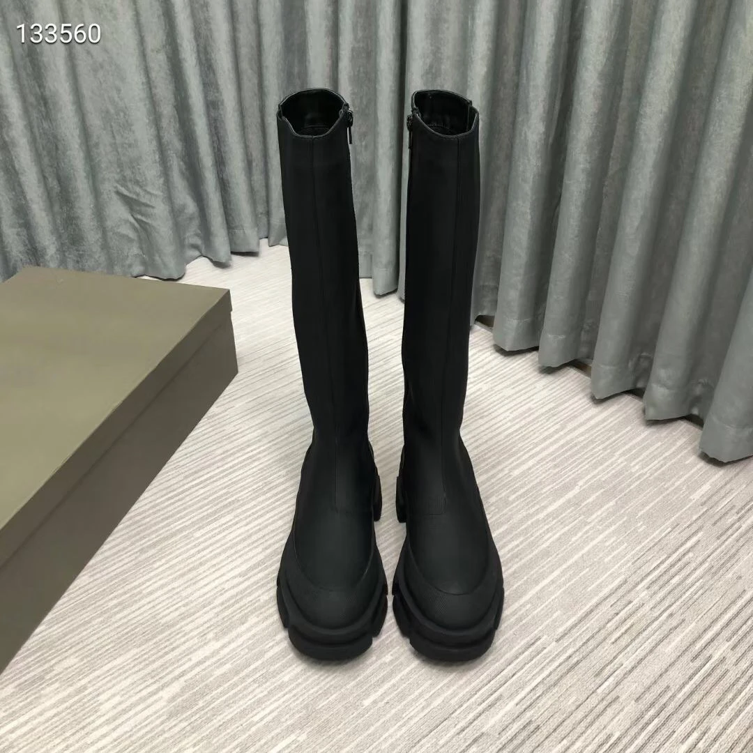 

With Logo Autumn And Winter Women Shoes Simplicity Classic Side Zipper Boots Thin Takato Thick Bottom Flat Knight Boots