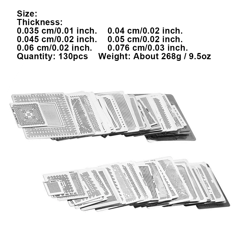 

130PCS /setBGA Reballing Stencils Universal Steel Mesh Template Directly Heat Reballing CPU Chip Rework Repair Solder Tools