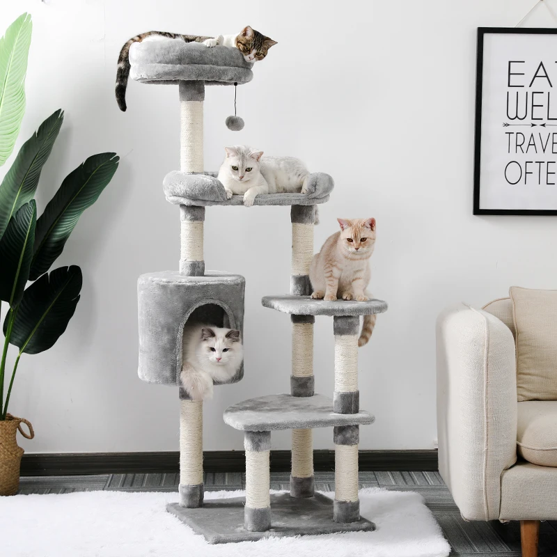 

Luxury Pet Cat Tree House Condo Furniture Multi-Layer Cat Tree with Ladder Toy Sisal Scratching Post for Cat Climbing JumpingToy