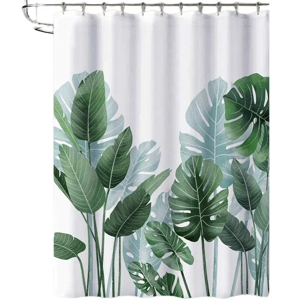 

Shower Curtains For Bathroom Tropical Leaves Plant On White Background Odorless Curtain For Bathroom Showers And Bathtubs