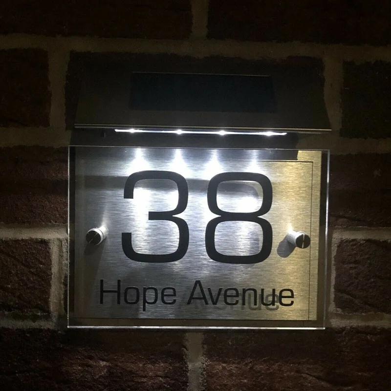 Modern Solar Light LED House Signs Plaques number Apartment Door Sign Numbers 1 - 9999 street Name | Обустройство дома