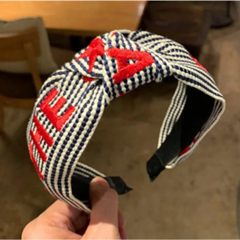 

Повязка для волос с буквенным принтом для взрослых, милый головной убор с узелком и звездами, аксессуары для волос для девушек, широкие повя...