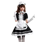 Костюм горничной из аниме для косплея для женщин и девочек, милое платье горничной, головной убор, воротник, полный комплект, черный, синий, красный, зеленый, фиолетовый