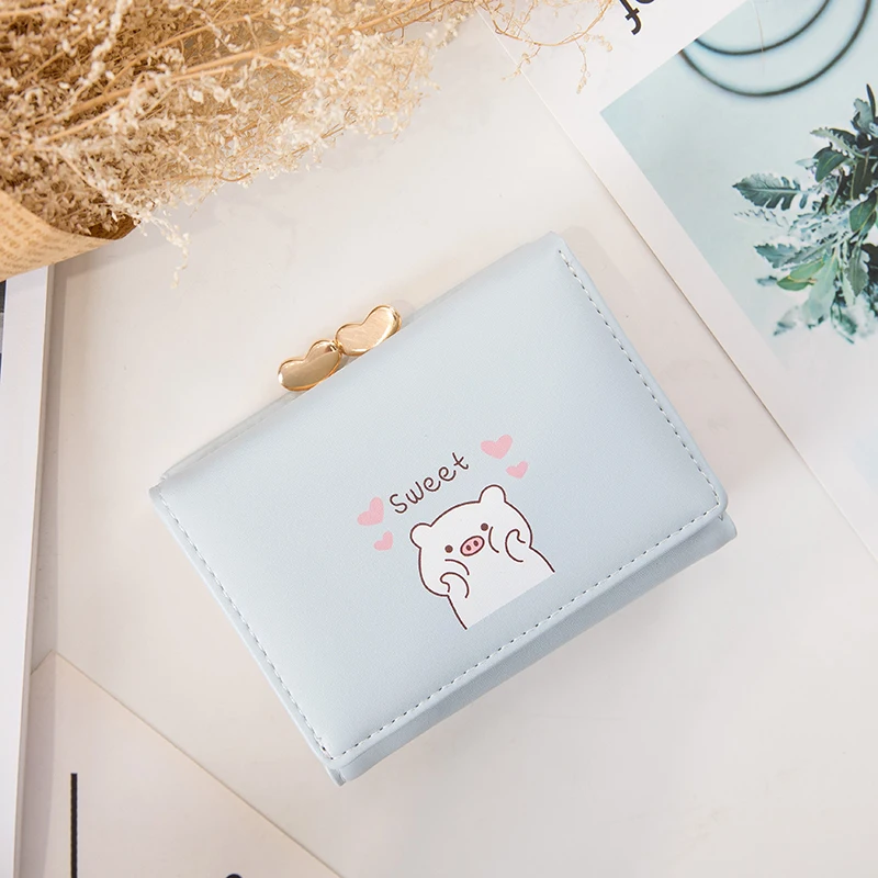 

Cute Korean Wallet Women Anime Aesthetic Photo Minimalist Wallet Women Unique Snap PU Portafoglio Donna Ladies Purse DE60NQB