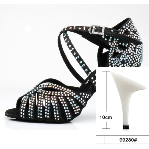black heel 10cm WUXIJIAO/туфли для латинских танцев; женские туфли на высоком каблуке; черные Серебристые золотистые блестящие удобные туфли для сальсы; вечерние туфли для сальсы - Цвет: black heel 10cm