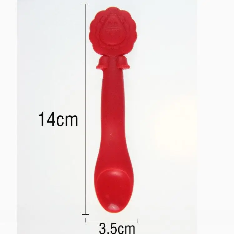 

Baby Soft Spoon Newborn Food Training Spoon Safety Tableware Cartoon Animal Pattern Feeding Infant Learning Silicone Spoons