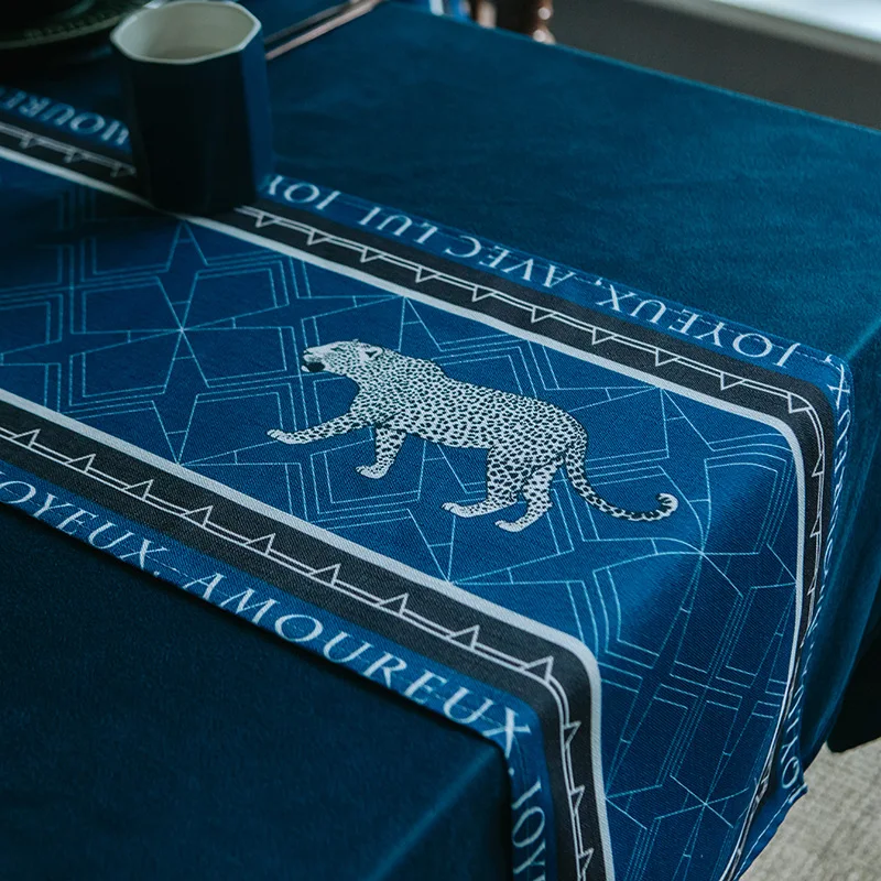 Синяя Ретро американская Водонепроницаемая скатерть для стола в скандинавском
