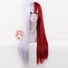 Женский длинный парик Todoroki Shoto, красно-белые волосы моя геройская академия, костюм для косплея боку, но геройская академия, парики для вечеринок на Хэллоуин