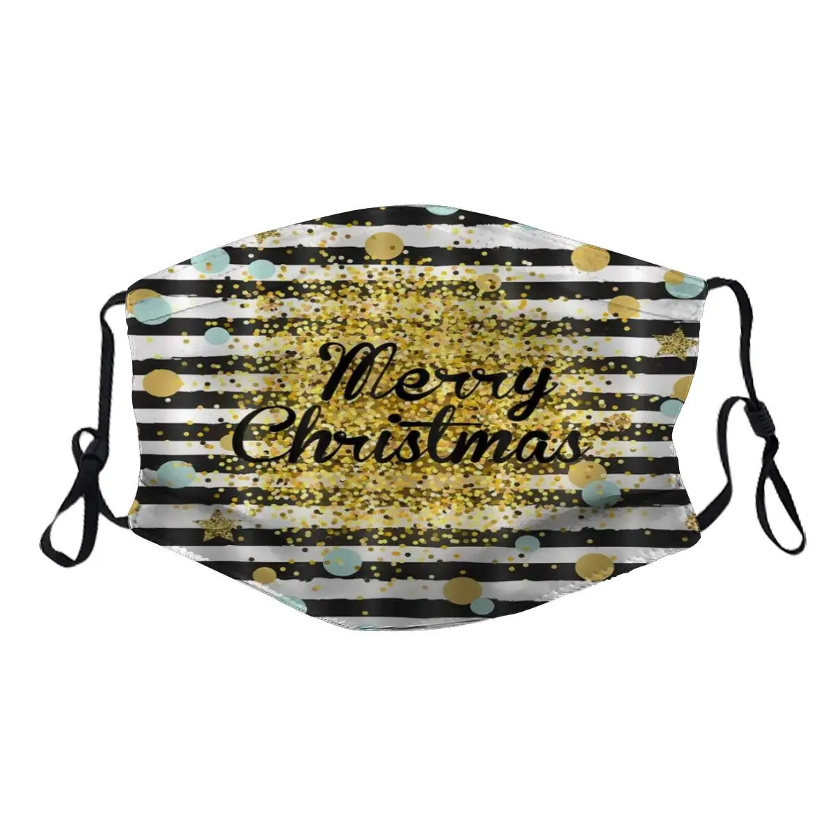 

Черно-белые полосатые золотые пятна веселого Рождества пыль многоразовый моющийся фильтр и многоразовый рот ветрозащитный Теплый Хлопок л...