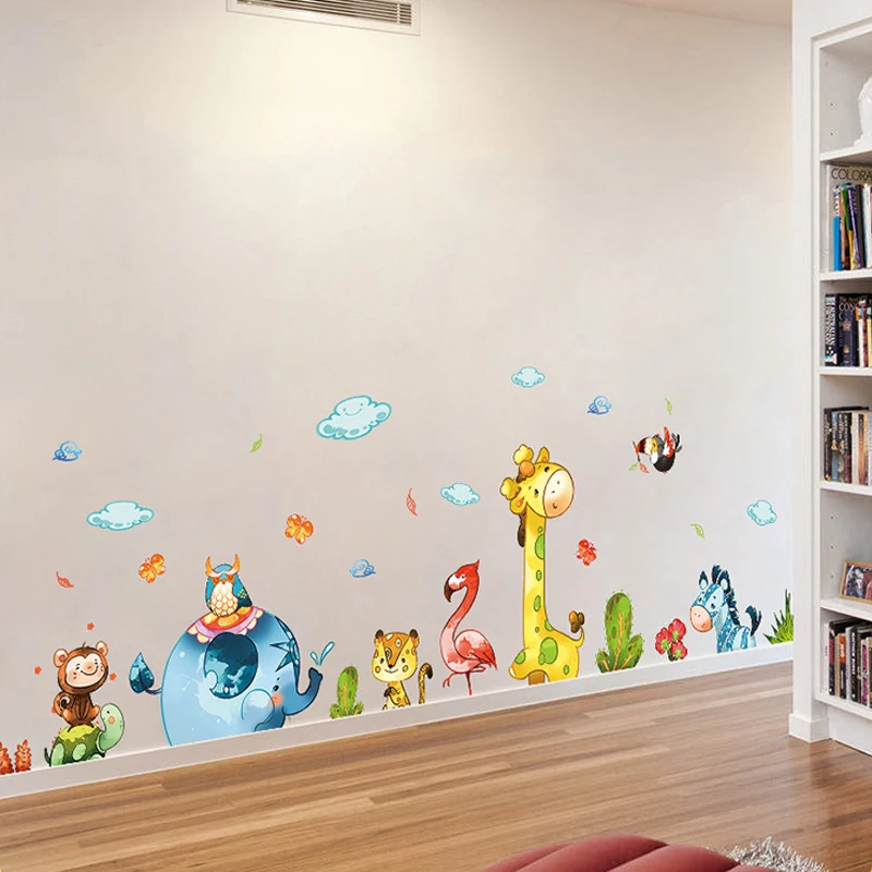 Наклейки на стену с изображением животных для детской спальни комнаты домашний