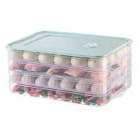 four layer dumpling boxes storage tray food container box to keep freeze dumpling storage plastic boxes coolgreen