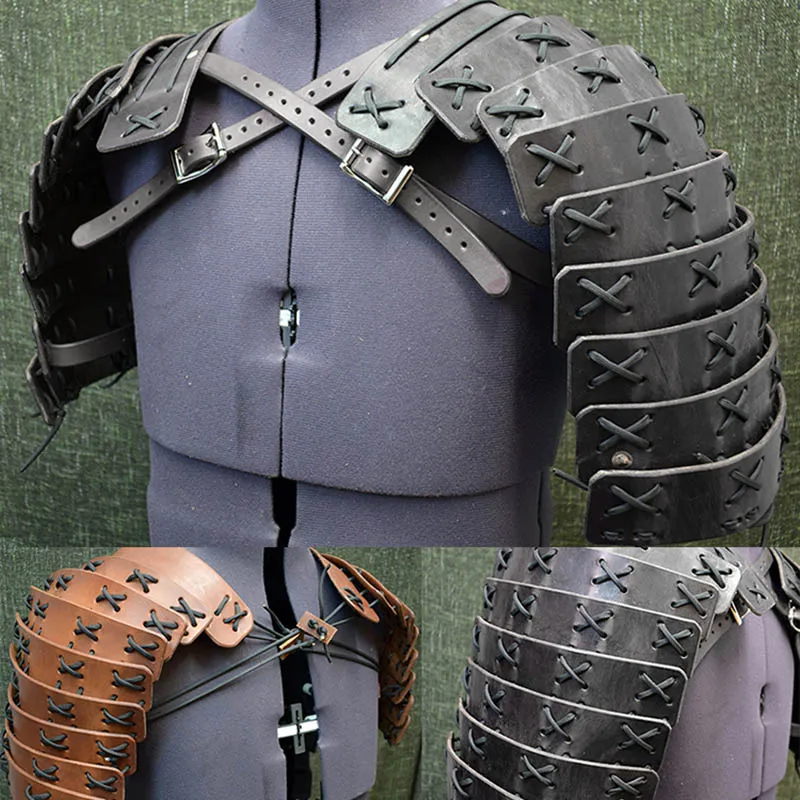 Стимпанк средневековый самурая наплечник кожа нагрудный ремень Viking В рыцарском