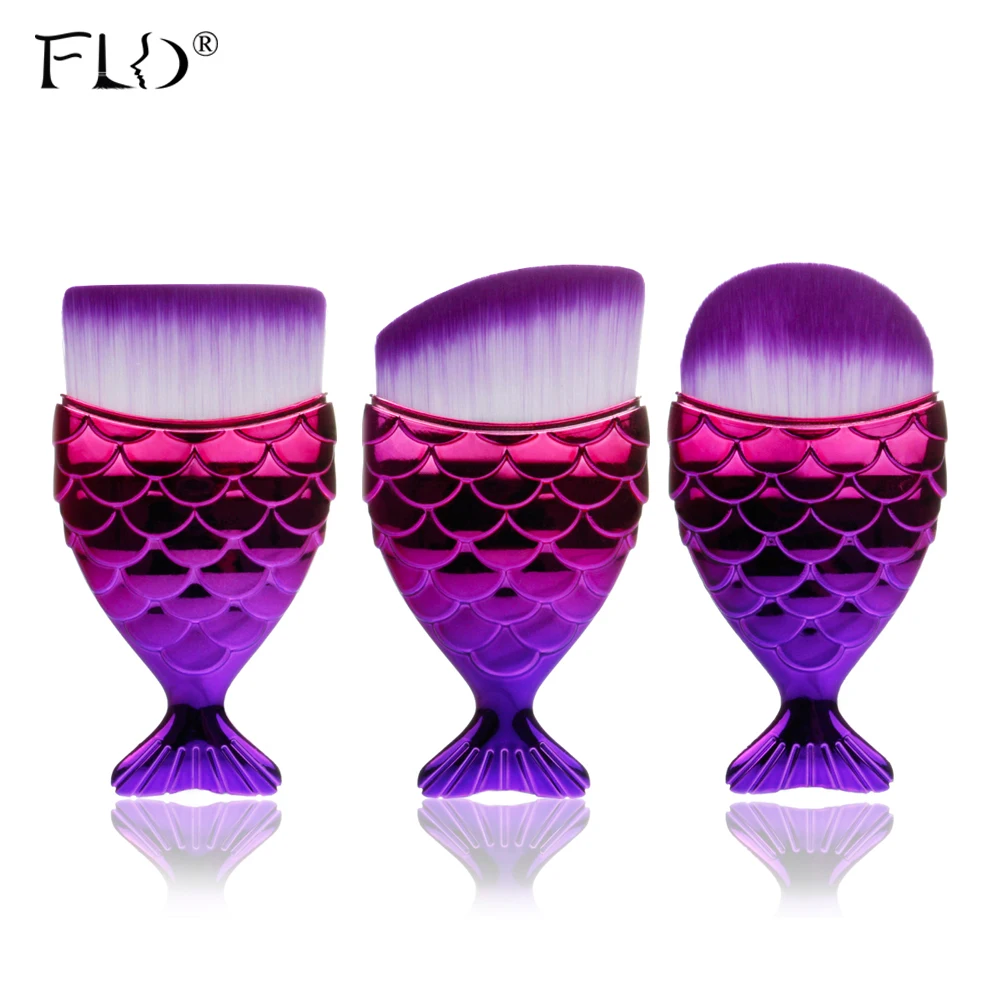 FLD 3 шт./лот набор профессиональных кистей для макияжа Русалочки тональные румяна