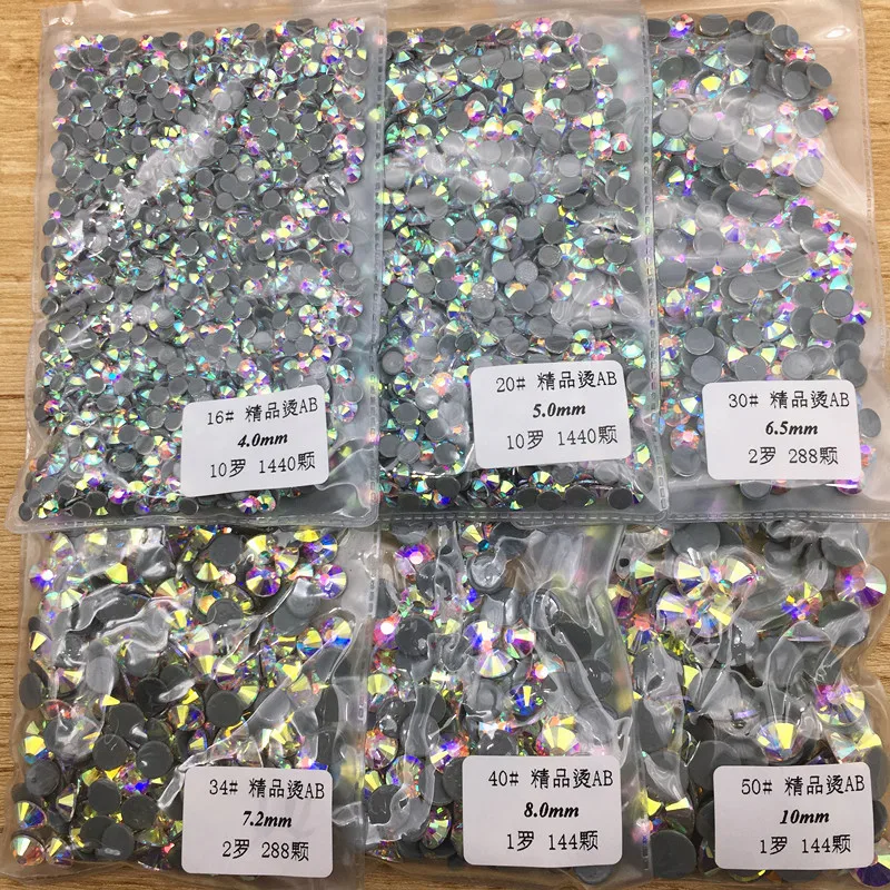 RESEN Glass Hot fix Rhinestones Iron On Crystal AB For Clothes SS3-SS40 back Hot-fix Flatback | Дом и сад