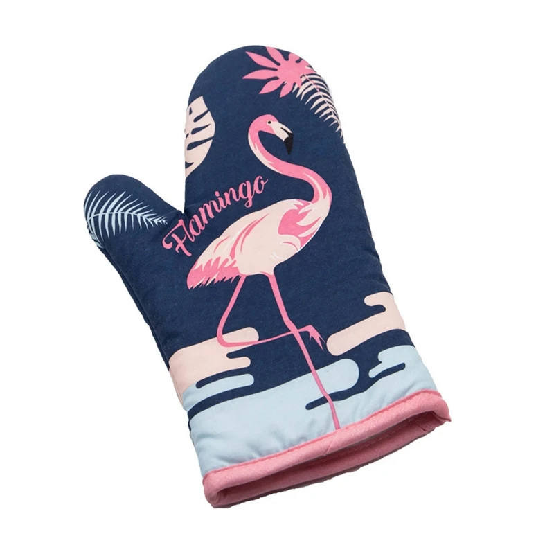

1Pcs!!!! Flamingo Pattern Microwave Gloves Pot Holder Insulated Pad Thermostability High Temperature Resistant Oven Gloves