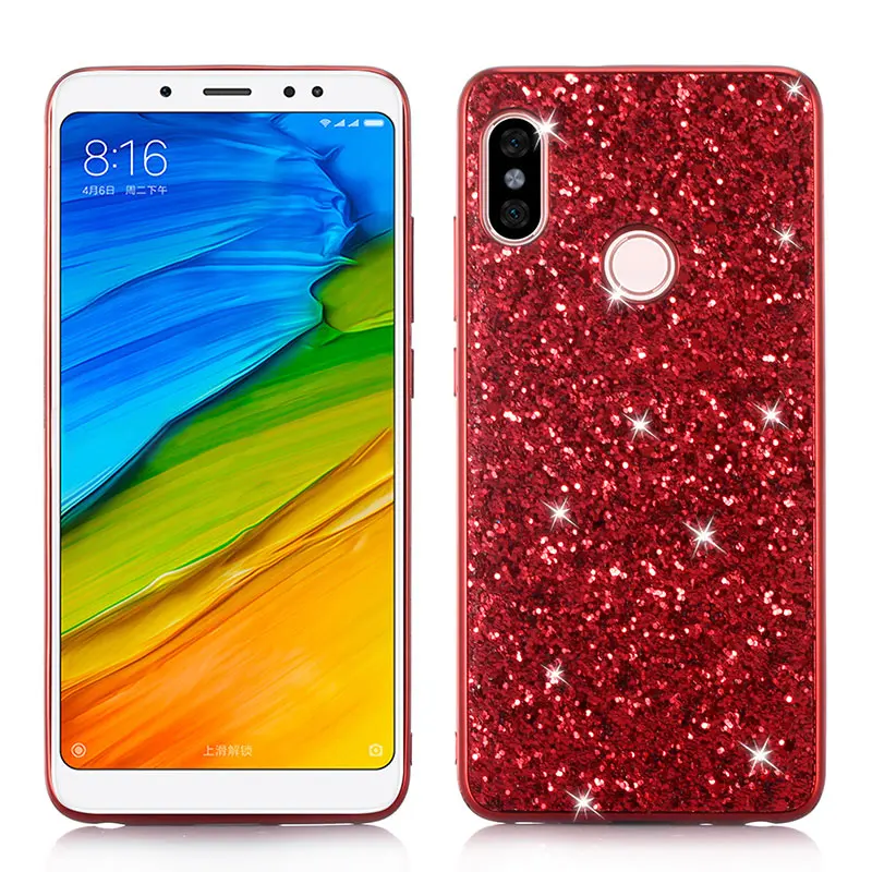 Чехол для Xiaomi Redmi Note 5 Pro из силикона с блестками и кристаллами, мягкий TPU ковер 5P 6 on.