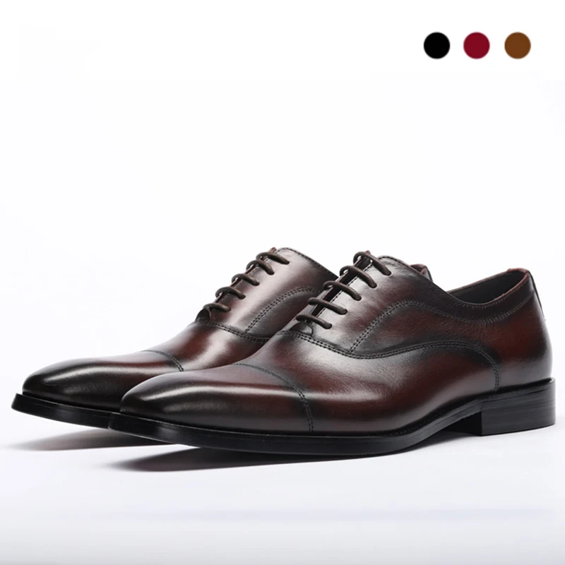 

Oxford Bridegroom Dress Office Best Men Shoes Black Lace-up Genuine Leather Original Business Designer Shoes