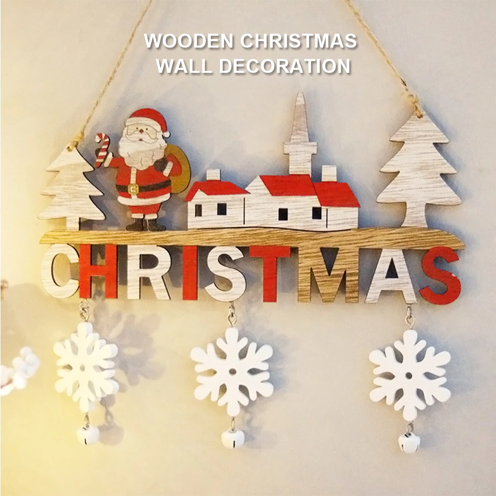 

Wooden Christmas Door Hanging Oranments Home Wall Decoration Merry Christmas Happy New Year Naviidad Door Pendants