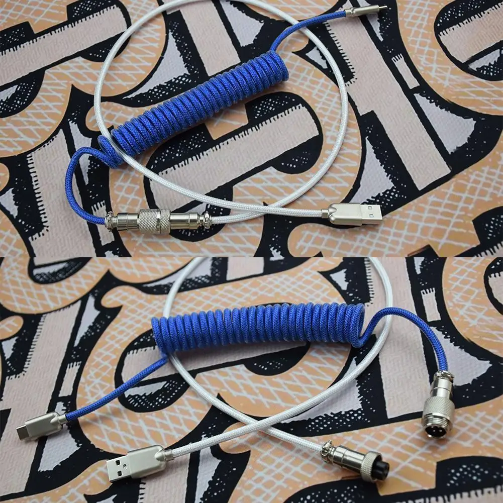 

1pc Mechanical Keyboard Link Cable Type-C to USB Nylon Cable Coiled W1P3