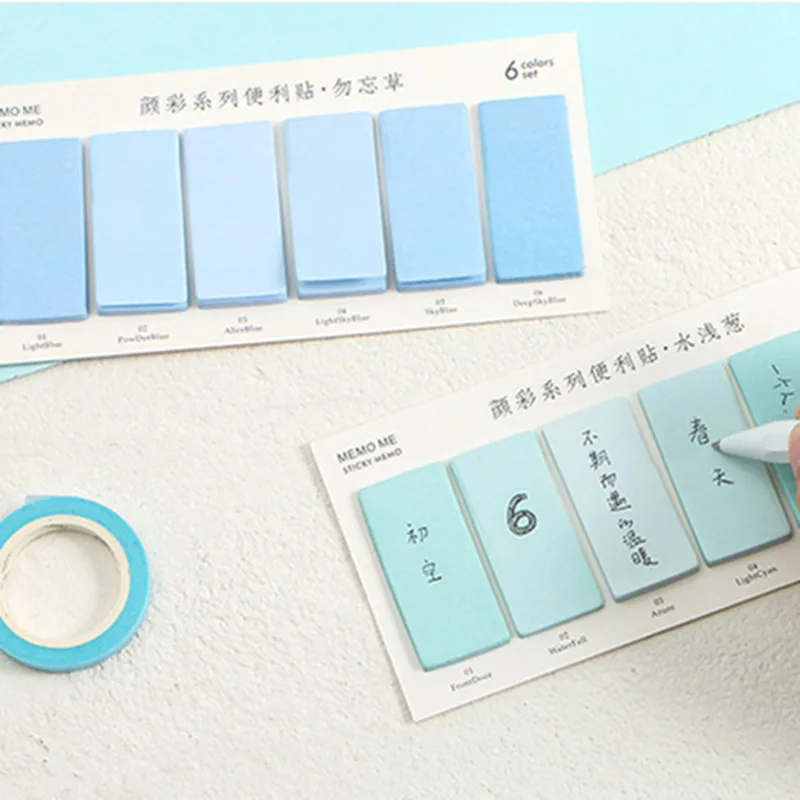 

6 Colors Set Cute Novelty Sticky Notes Memo Pad Index Sticker Bookmark Page Flag Sticker School Office Stationery Supplies