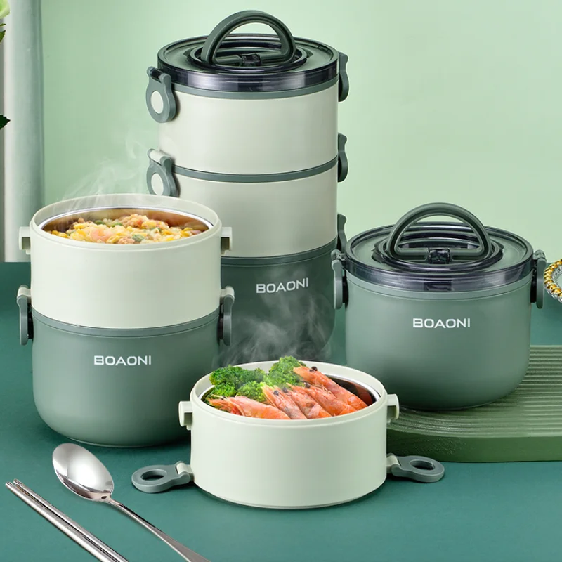 

Round Personality Heat Lunch Box Stainless Steel Portable Vacuum Metal Food Containers Thermal Lonchera Storage Boxes ZJW50