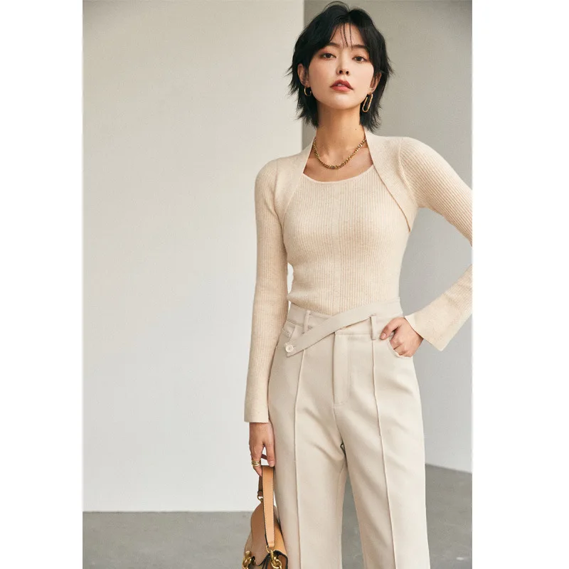 

100% Fine Australian Wool Pullover Women's Fashion Round Neck Knitted Bottoming Shirt 2021 Autumn And Winter New