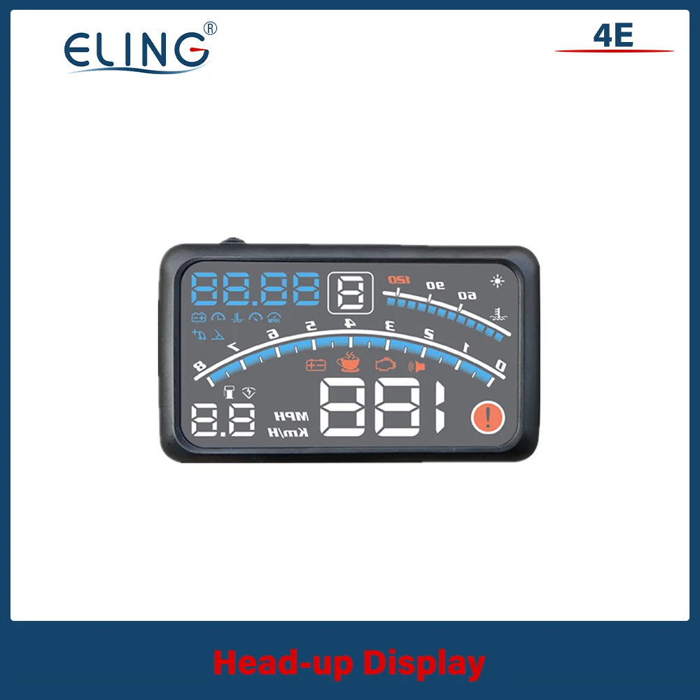 

ELING 5.5" Multifunctional Car HUD OBD Windshield Projector Head Up Smart Display Speed Warning Alarm RPM HUD Clear For Car