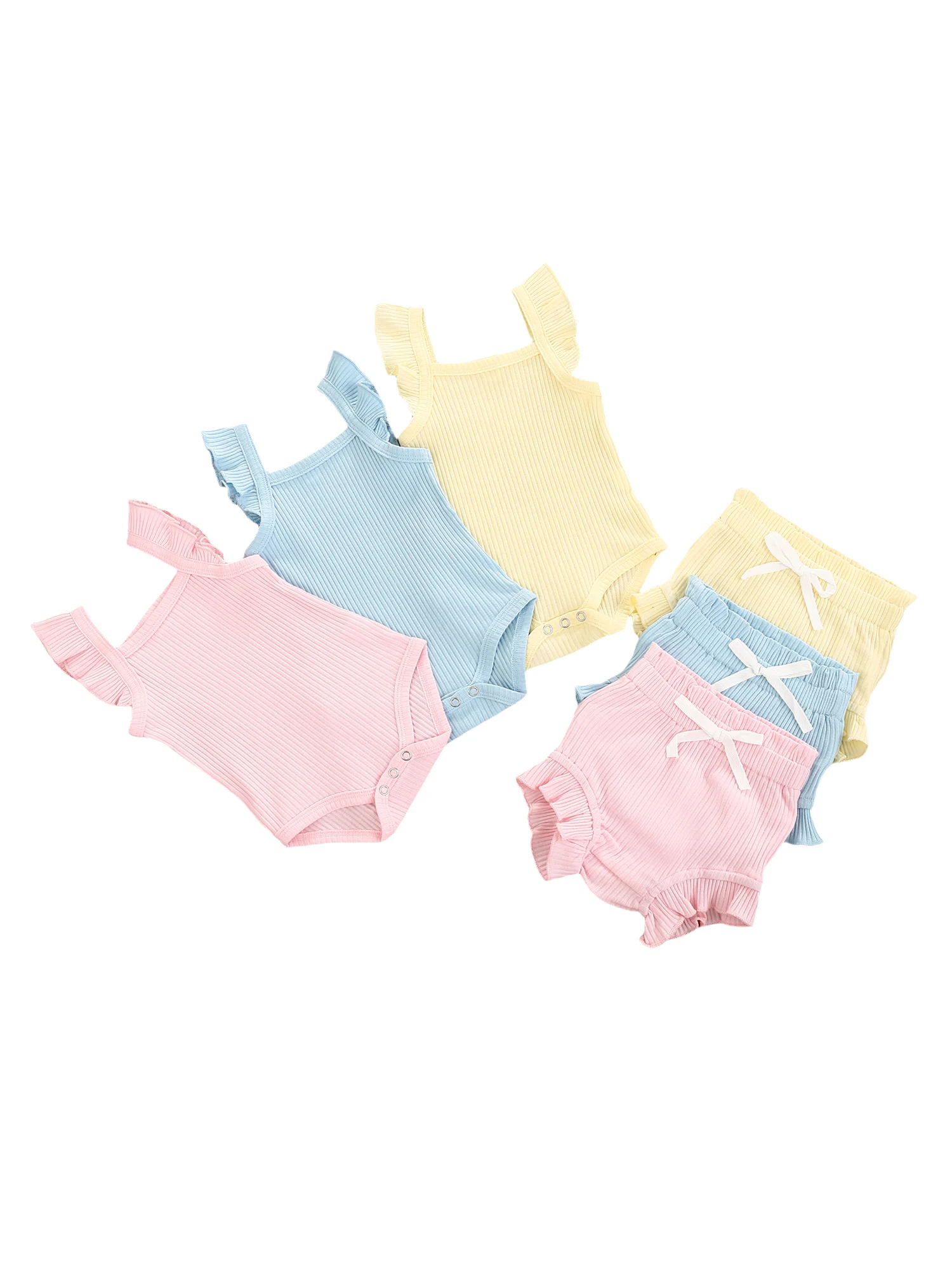 

Детская летняя одежда 2021, топы для маленьких девочек, костюм с брюками на шнуровке, комбинезон с коротким рукавом с квадратным вырезом и обо...