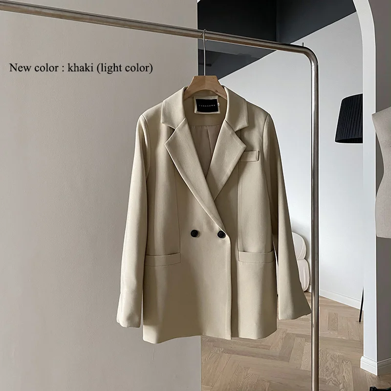 

Autumn Solid Color Elegant Blue Blazer Women Jacket Women's Korean Style Loose V-neck Long Sleeve Cardigan