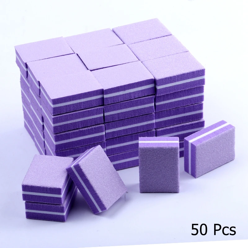 

10/25/50pcs lot Double-sided Mini Nail File Blocks Colorful Sponge Nail Polish Sanding Buffer Strips Polishing Manicure Tools