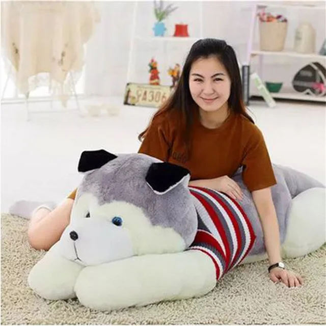 Dorimytrader Largest Simulation Animal Husky Push Toy Cute Мягкий мягкий JUMBO Husky Dogs Doll Pillow Подарок для любимого подарка 300 см - Цвет: 180cm