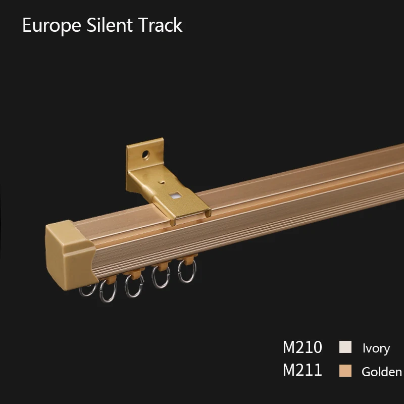 

Aluminum Alloy Curtain Track Silent Fluent Golden Ivory Curtain Accessories For Home Window Customized Track