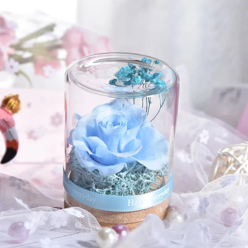 

ROSE SPACE Unfade Flower Artificial Flowers Dried Flower Gift for Mom Christmas Party Gift Rose in Glass Girl Birthday Gifts