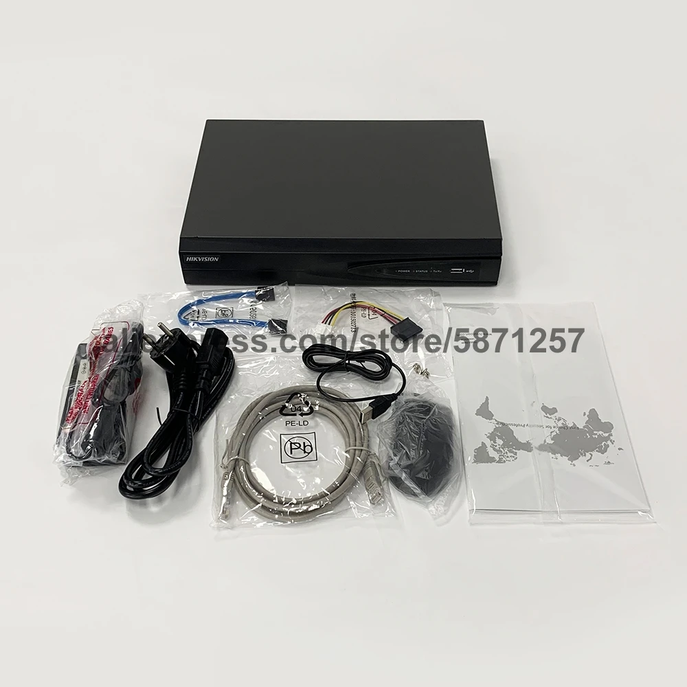 Оригинальный NVR Hikvision 4ch PoE порты 4K DS 7604NI K1/4P Plug & Play видеорегистратор 1 SATA интерфейс