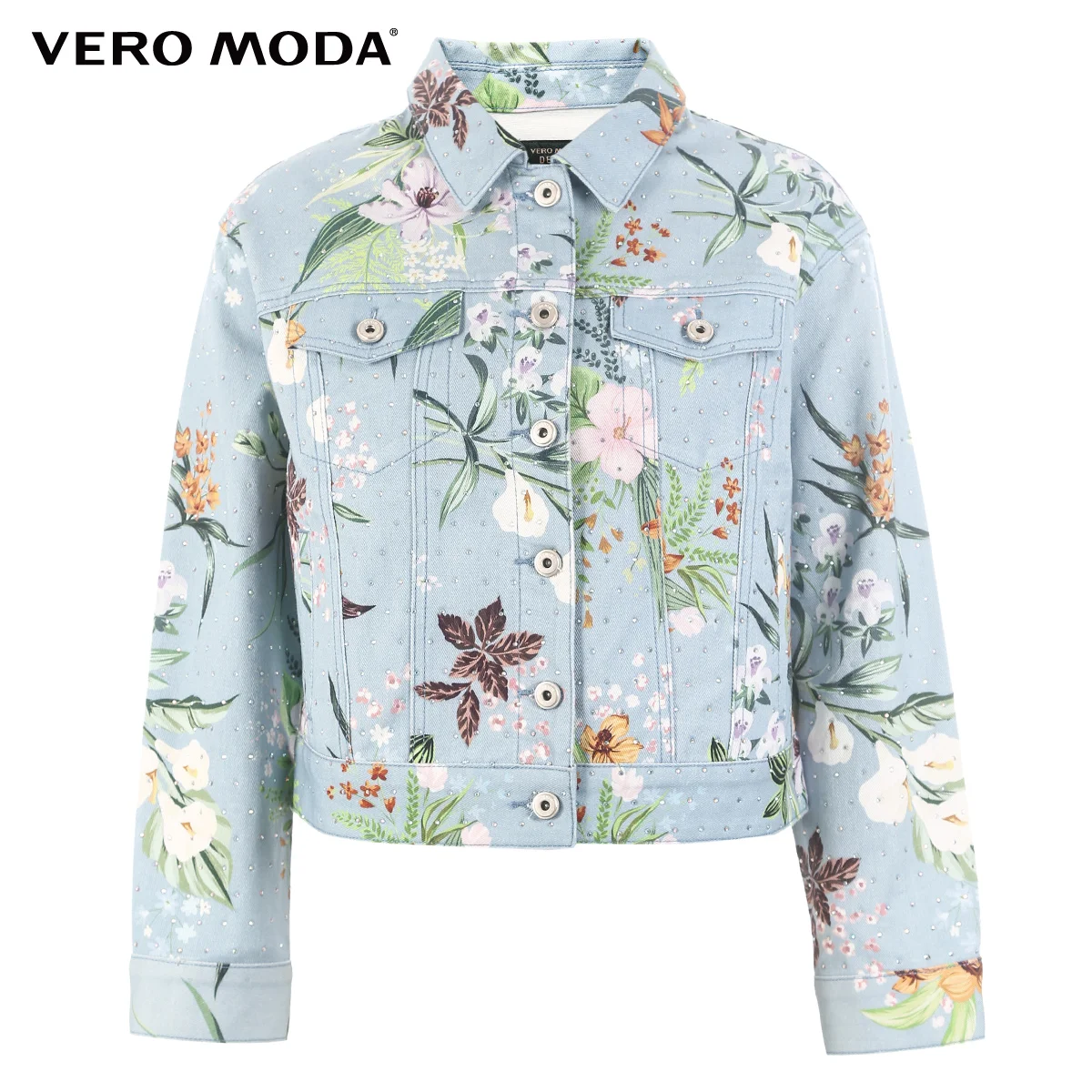 Vero Moda женская джинсовая куртка из хлопка с принтом, стразы | 319257508