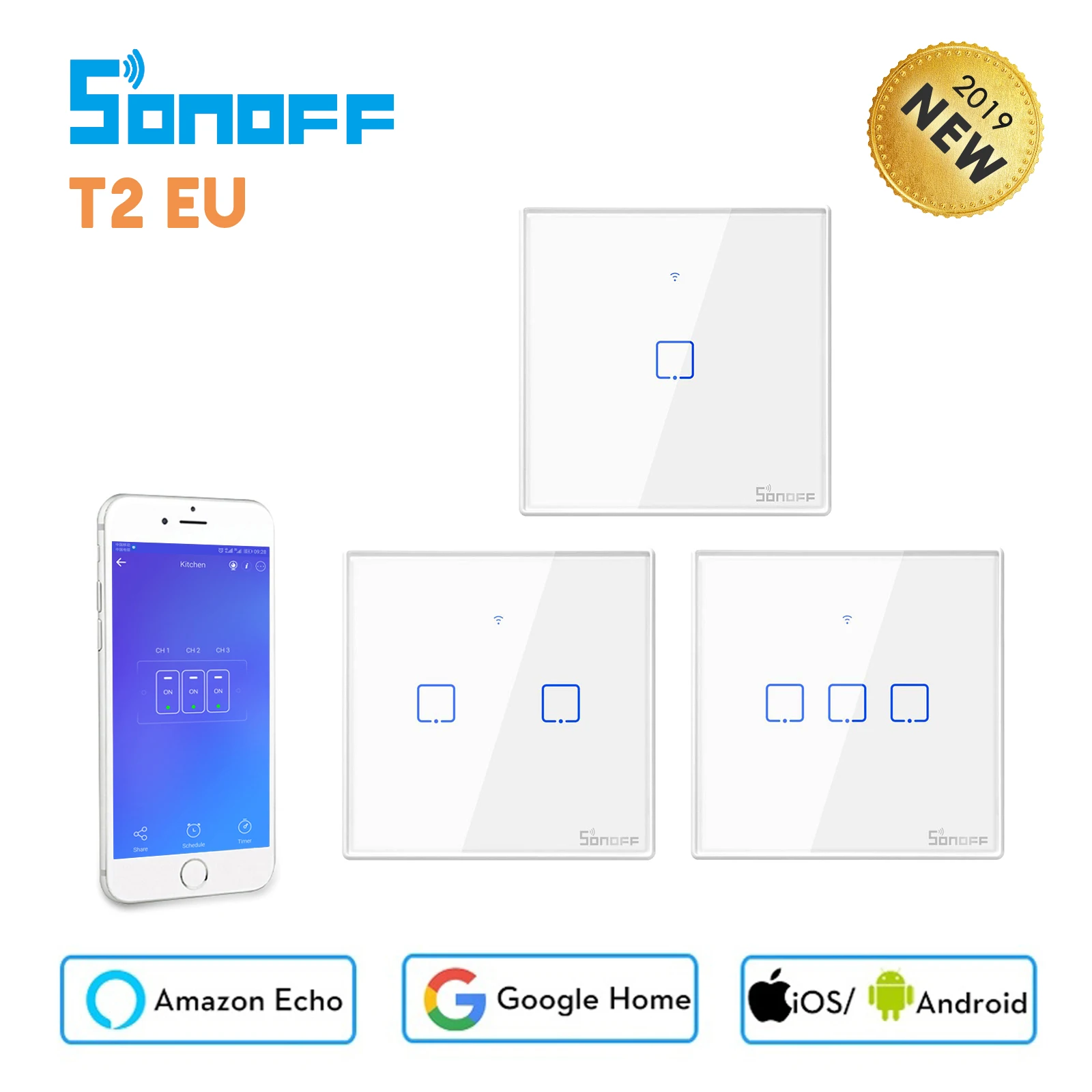 Умный переключатель Sonoff T2 T3 с Wi Fi дистанционное управление помощью приложения
