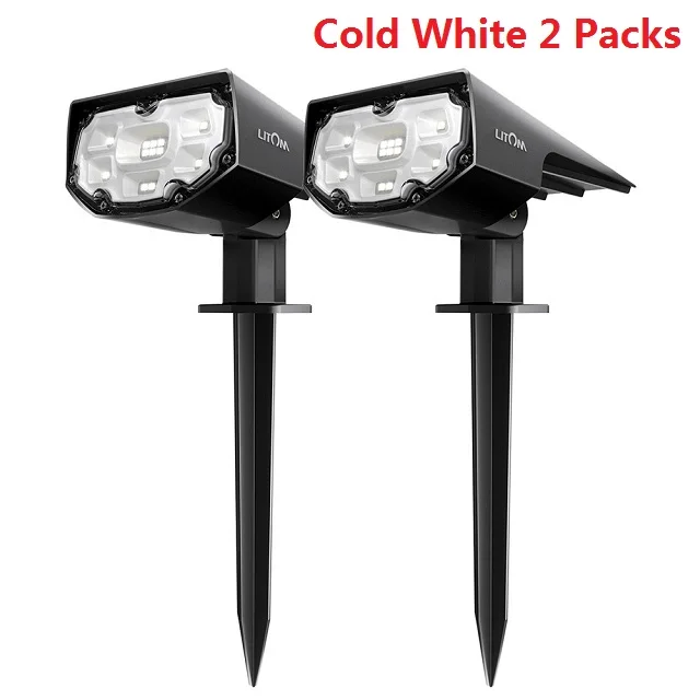 Cold White 2 Packs LITOM CD190 солнечный светильник 2 предмета в упаковке, красный/зеленый/синий 12 светодиодов IP67 Водонепроницаемый солнечный светильник 2-в-1 точечный светильник s 2 светильник ing режимов садовые лампы теплый белый - Испускаемый цвет: Cold White 2 Packs
