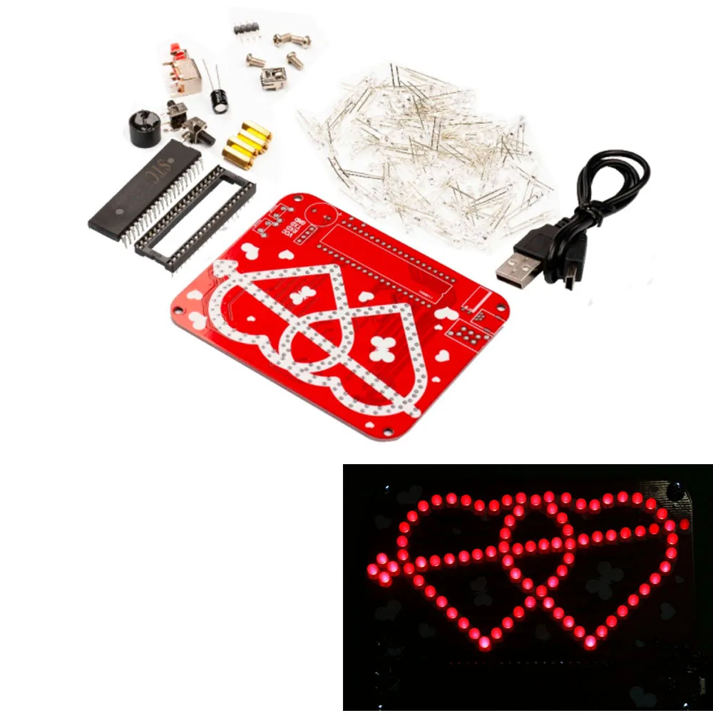 Светодиодный набор электронных часов сделай сам для рукоделия с сердечком