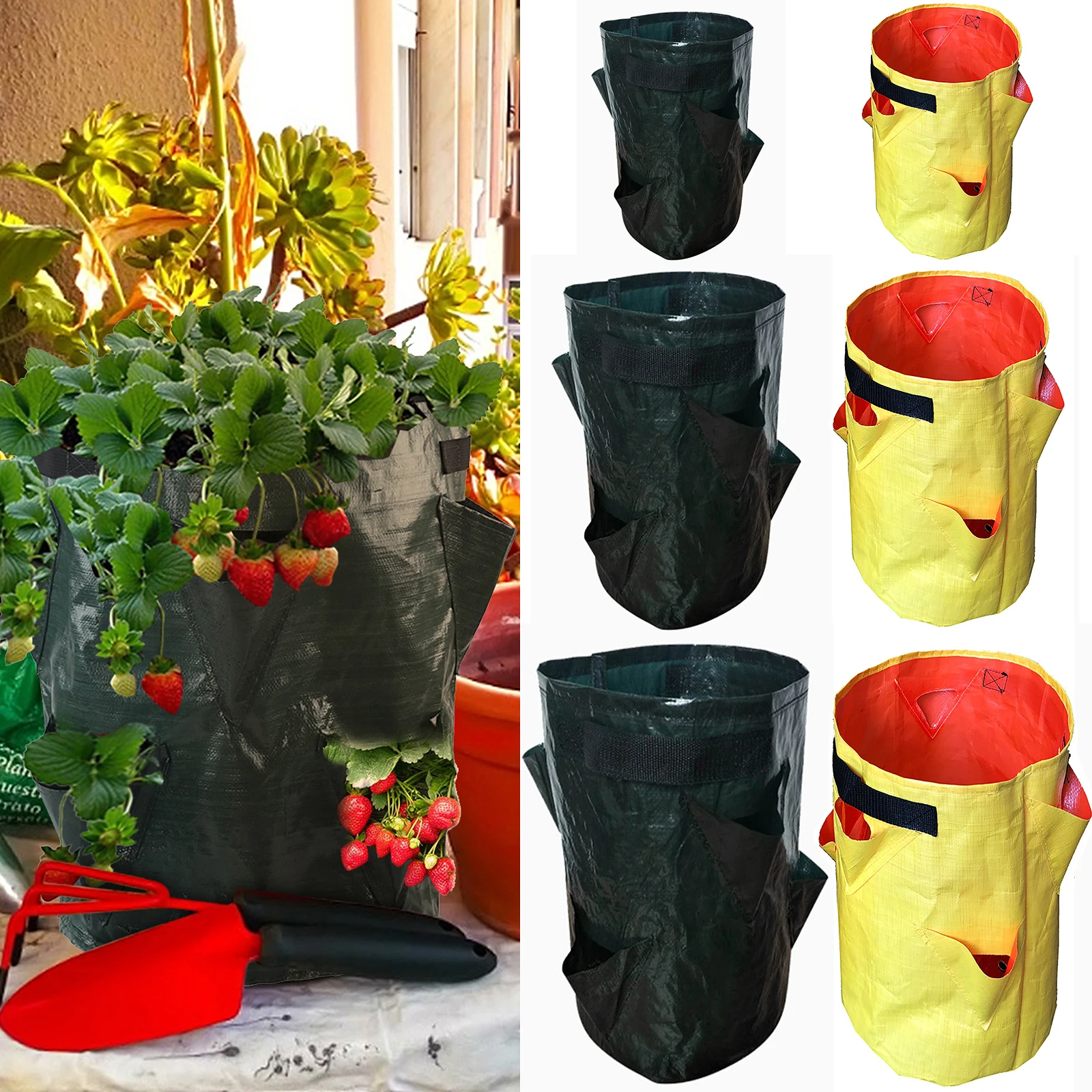 

5 7 10 Gallon PE Strawberry Planter Grow Bags Potato Pot Gardening Pots Home Jardin Flower Veg Tomato Planting Tools Container