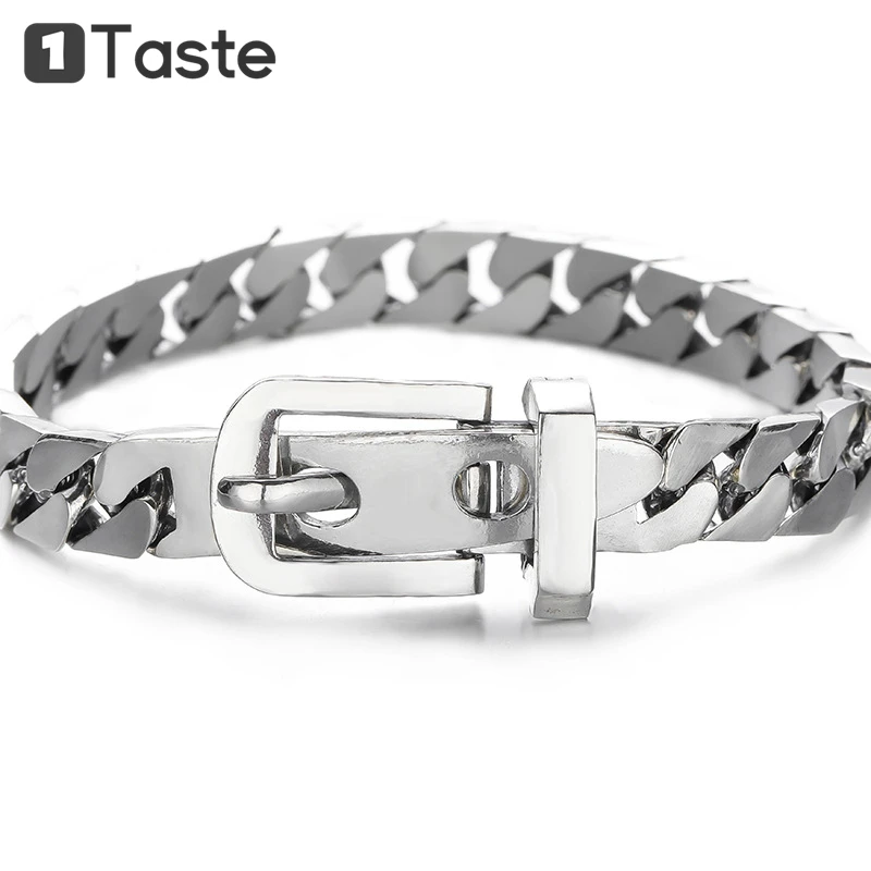 

ONE TASTE 925 Sterling Silver Belt Buckle Chain Bracelet For Unisex Fine Jewelry Design Trendy Bangle Bracelets Lover Gift Party