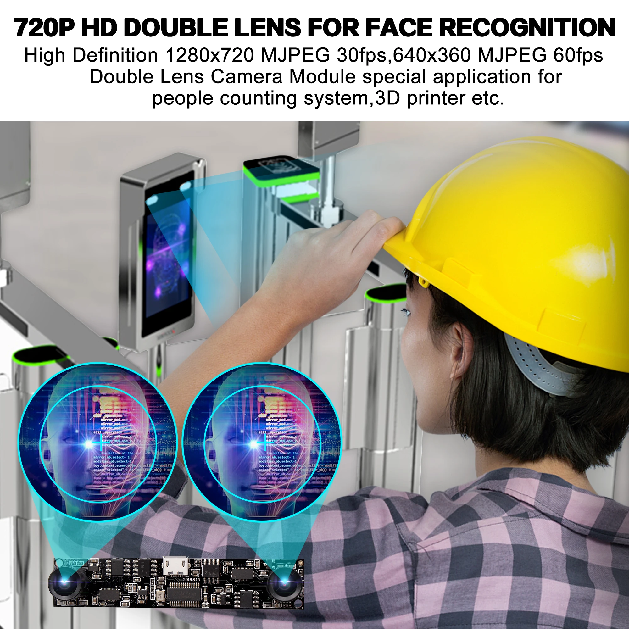 MJPEG 30fps 1280x720 720p hd OV9712 smallest 120 degree Dual lens usb endoscope camera module for device embedde ELP-1MP2CAM001 |
