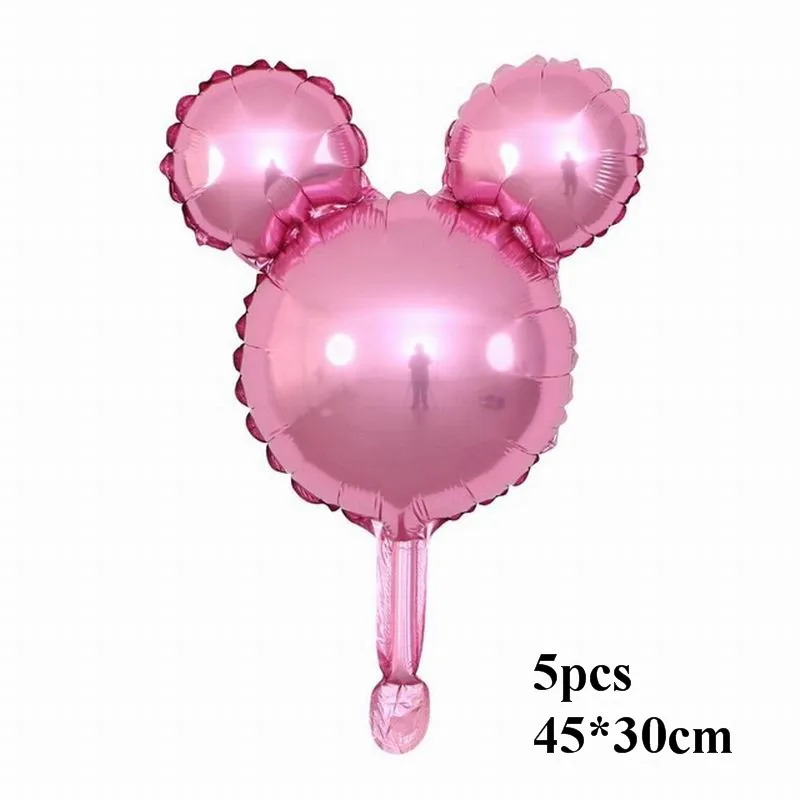 pink mickey 8 шт с Микки Маусом и Минни Маус комплект Мышь шарик из фольги в форме baby shower вечерние писчая бумага globos детские игрушки для happy birthady вечерние украшения - Цвет: pink mickey
