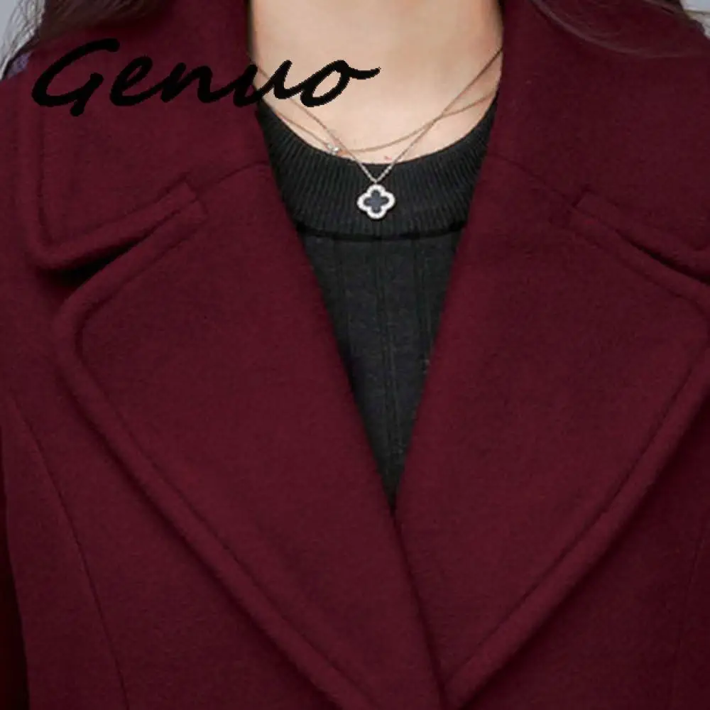 Винтажное Женское шерстяное пальто 2020 зимнее плотное длинное выше колена с
