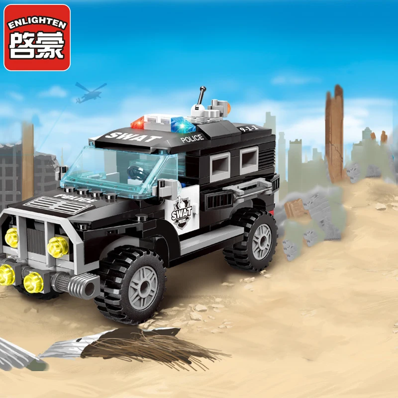 Полицейский джип автомобиль набор модельных строительных блоков кирпичи