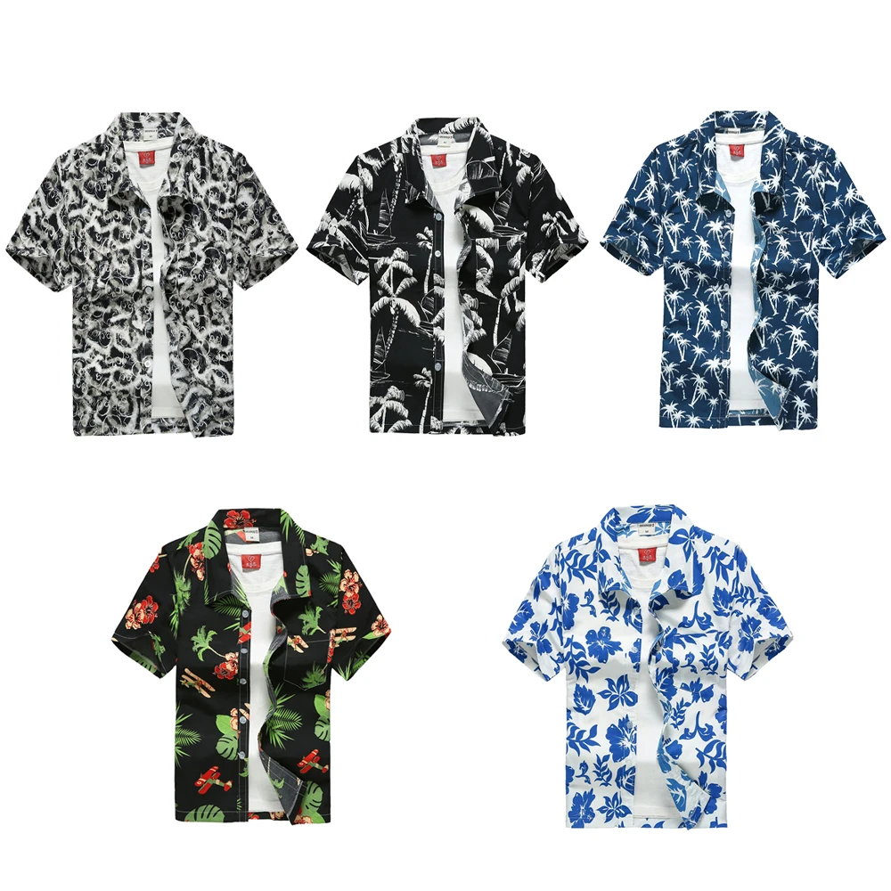 

Men's Oversized Tropical Hawaiian Style Button Lapel Printed Short Sleeve Shirt Plus Sized Beach Shirt Holiday Streetwear 5XL